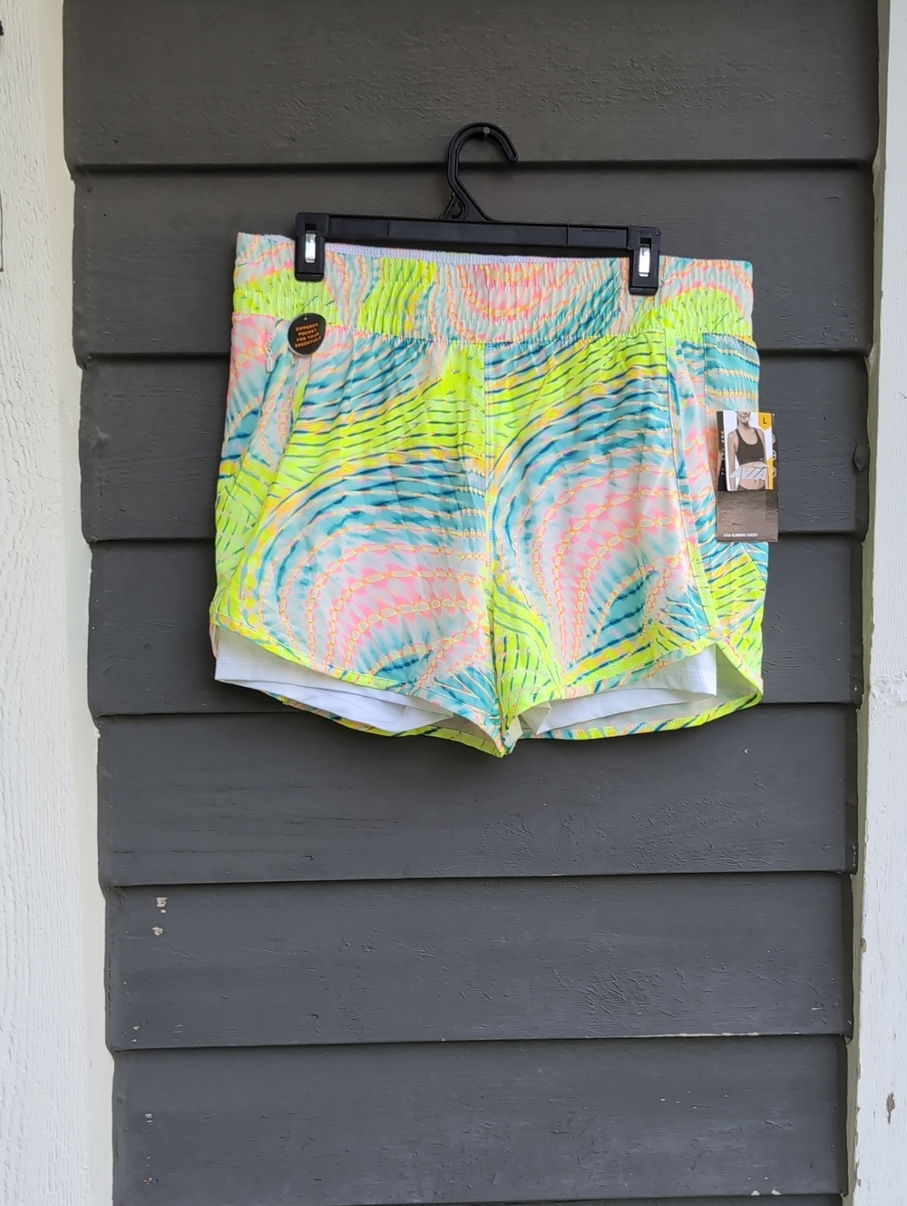 Avia Women’s Neon Multi-Color Active Shorts Size Large NWTG